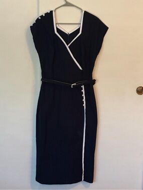 Stop Staring Paris 03 wiggle dress. Navy & white. Size 14. Stretch